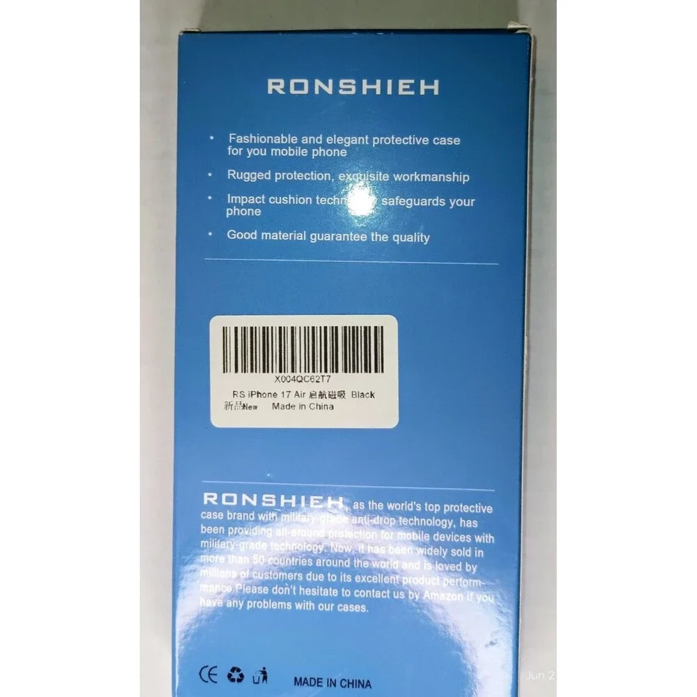 RONSHIEH Protective Case for Apple IPHONE 17 Air  Black Magnetic. NEW  (P0036B6)